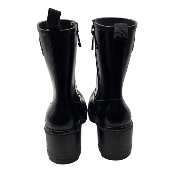 MONCLER BLACK LOGO EMBLEM RUBBER RAIN BOOTS - Picture 6 of 11